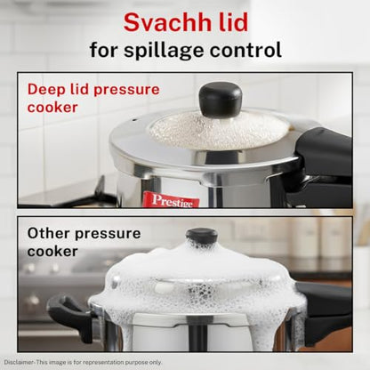 Image 5 of Prestige Deluxe Alpha Svachh Stainless Steel Pressure Cooker 1.5L With Glass Lid