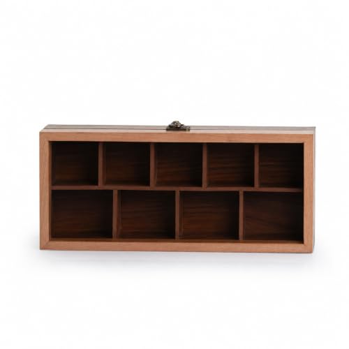 Image 5 of ExclusiveLane Twin Tones Wooden Spice Box for Kitchen with Spoon (9 Fixed Partitions, Beech Wood, 130 & 80 Gm)