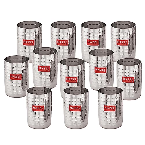 Image 1 of Default Title for the product HAZEL Stainless Steel Glasses Set of 12, 350 ML
