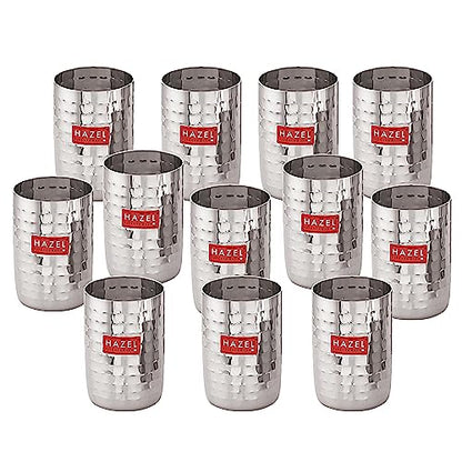 Image 1 of Default Title for the product HAZEL Stainless Steel Glasses Set of 12, 350 ML