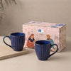 Image 1 of Default Title for the product ExclusiveLane Midnight Ribbed Hand-Embossed Ceramic Coffee Mug Set of 2 260 ML