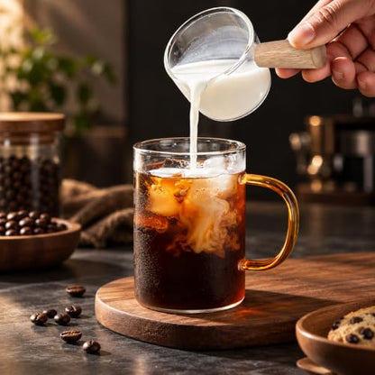 Image 5 of Supvox Espresso Shot Measuring Cup 100ml with Wooden Handle Borosilicate