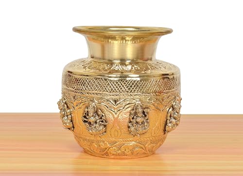 Image 6 of Dattatreya Brass Ashtalakshmi Kalash Laxmi Lota Decorative Karwa Chauth Diwali Pooja for Home Decor Temple Pooja Mandir Showpiece (Height: 5 Inch)