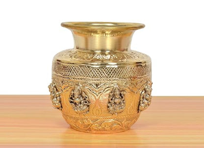 Image 6 of Dattatreya Brass Ashtalakshmi Kalash Laxmi Lota Decorative Karwa Chauth Diwali Pooja for Home Decor Temple Pooja Mandir Showpiece (Height: 5 Inch)