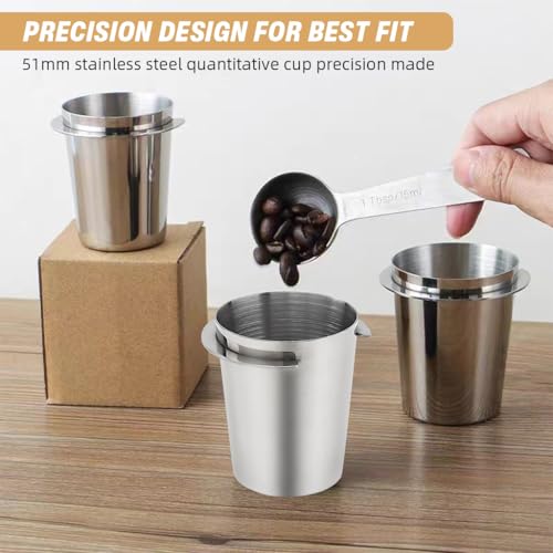 Image 3 of Supvox Coffee Ground Dosing Funnel Cup 51mm Wide Opening SUS Powder Cup