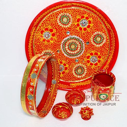 Image 5 of JAIPUR ACE Karwa Chauth Traditional and Decorative Pooja Thali Set 30 x 30 x 4 cm