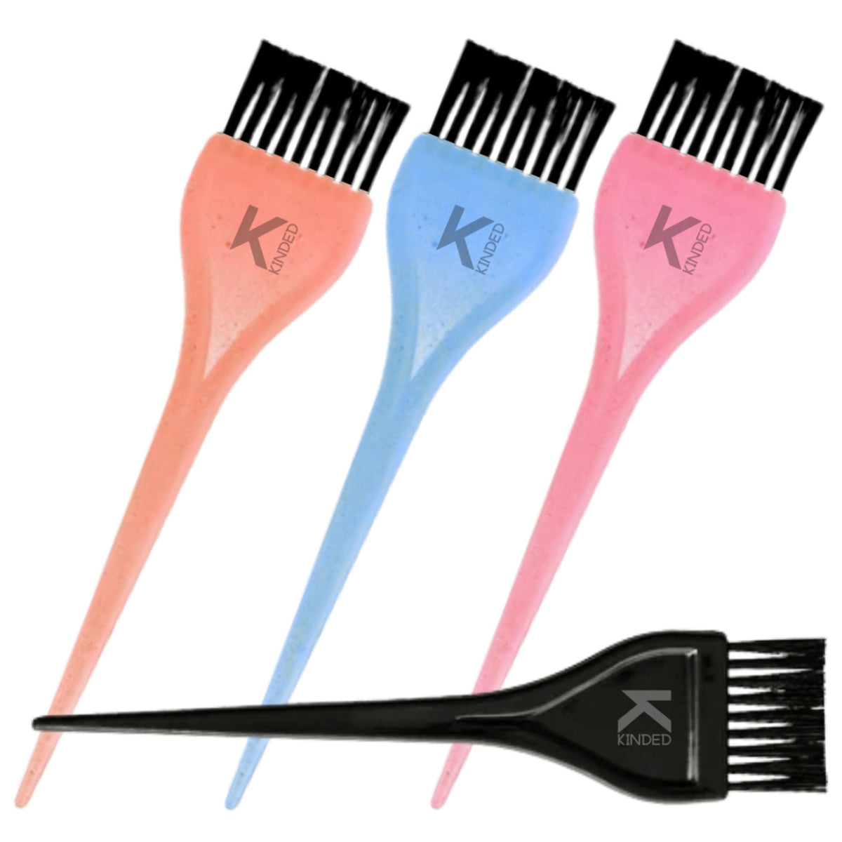 Image 1 of 4pcs / Pack of 1 for the product KINDED Multipurpose Black Pink Orange Blue Hair Color and Mehndi Brush Set of 4