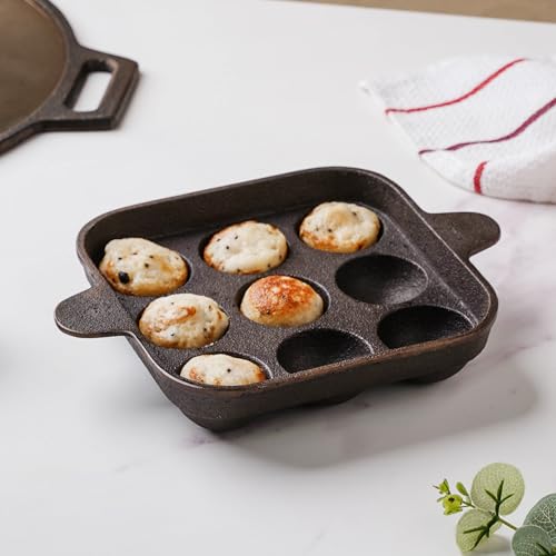 Image 1 of Default Title for the product Nestasia Cast Iron Paniyaram Pan with Handles (9-Pits) 30ml per Slot