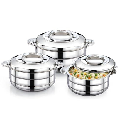 Image 1 of Default Title for the product AVIAS Astra Plus Stainless Steel Casserole Set, 1000ml, 1500ml & 2500ml