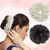 Image 1 of 2 Pcs for the product Majestique White Mogra Artificial Flower Gajra & Funky Messy Bun Scrunchies Combo