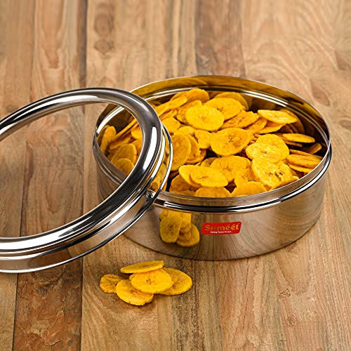 Image 4 of Sumeet Stainless Steel Flat Canisters/Puri Dabba Storage Containers Set of 2
