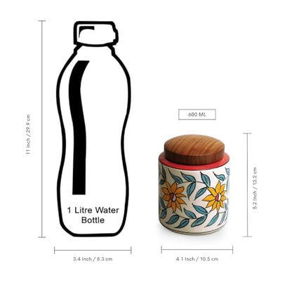 Image 7 of ExclusiveLane Persian Floral Multi Utility Storage Ceramic Jars with Wooden Lid Set of 2 600 ml