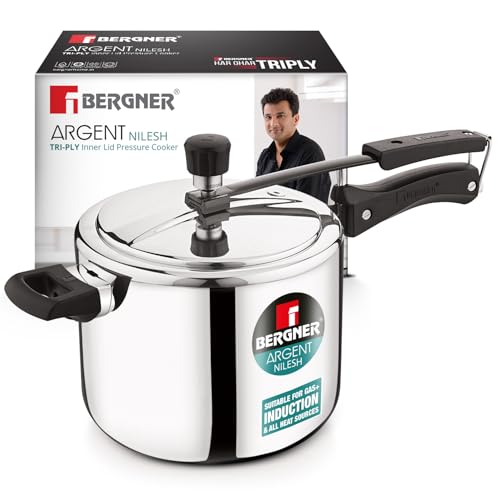 Image 4 of 5 Litres for the product Bergner Argent Triply Stainless Steel Pressure Cooker
