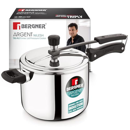 Image 4 of 5 Litres for the product Bergner Argent Triply Stainless Steel Pressure Cooker