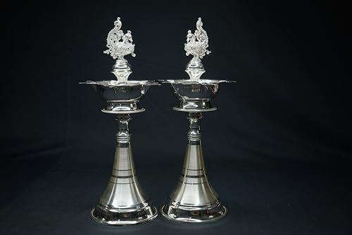 Image 2 of Dista Silvers Peacock Design Fancy Diya Pair 310g
