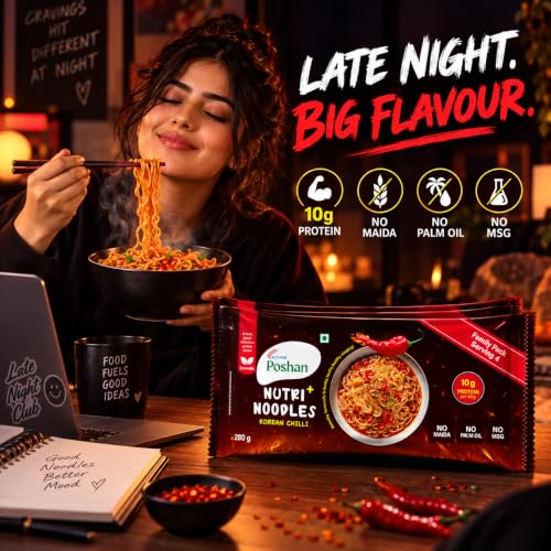 Image 6 of Acme Poshan Noodle Mania Korean Chilli Instant Noodles Pack of 4 x 70g