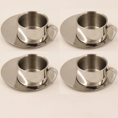 Image 4 of Pack of 4 for the product Spillbox Stainless Steel Cup and Saucer