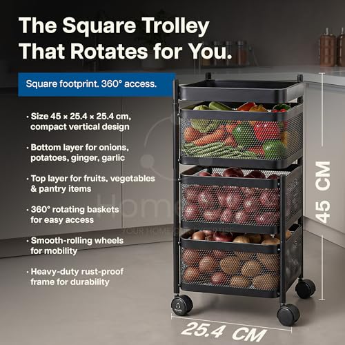 Image 3 of HomeWiz Square Kitchen Rack 3-Layer