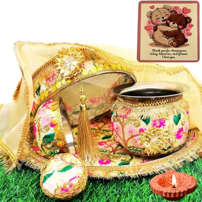 Image 1 of Default Title for the product Artonezt Handcrafted Decorative Karwachauth Thali Set