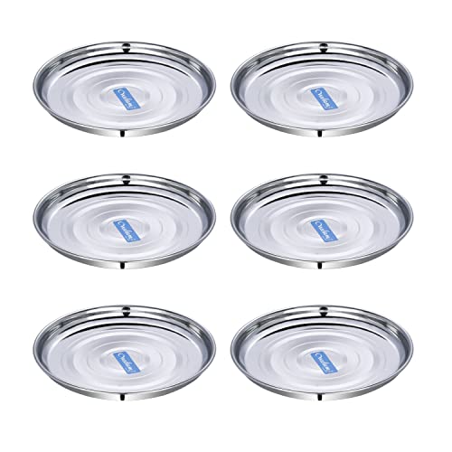 Image 2 of neelam Stainless Steel 12, 22 Gauge Diamond Thali Set of 6, 26.5 cm