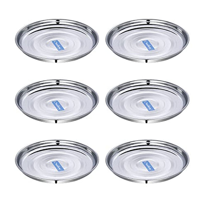 Image 2 of neelam Stainless Steel 12, 22 Gauge Diamond Thali Set of 6, 26.5 cm