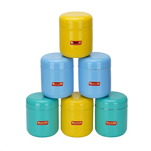 Image 3 of 6Pcs / 6x350ml for the product Sumeet Stainless Steel Multi Color Small Canisters/Jars/Storage Containers
