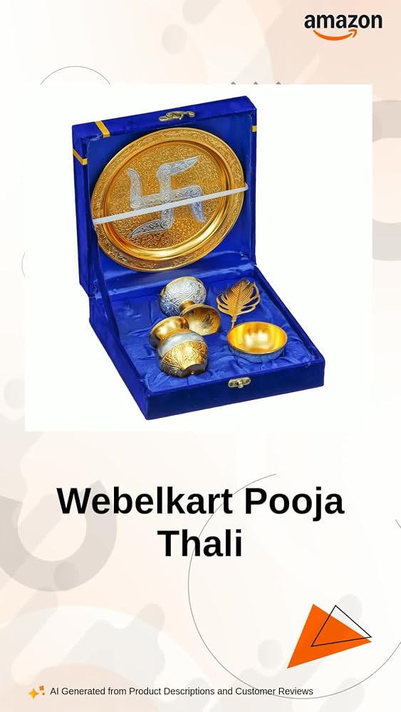 Image 2 of Webelkart Silver Plated Swastik Pooja Thali Set (Gold)