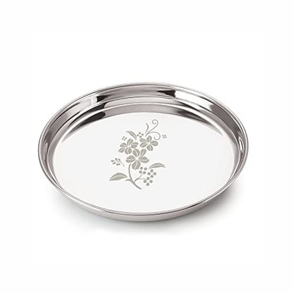 Image 1 of Default Title for the product neelam Stainless Steel 15, 22 Gauge Lazer Etching Thali 33 cm