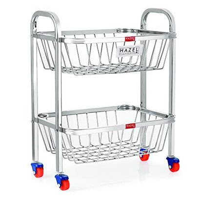 Image 12 of HAZEL Stainless Steel Fruit Vegetable Basket Kitchen Storage Trolley Rack