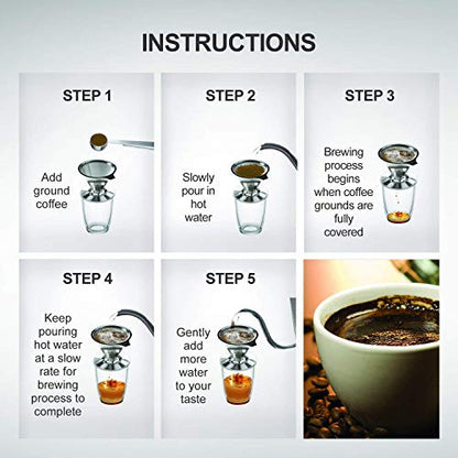 Image 5 of HASTHIP Pour Over Coffee Dripper Stainless Steel 1-6 Cup Reusable Filter