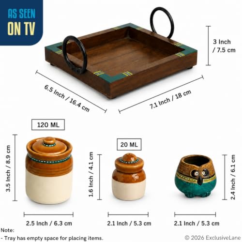 Image 7 of ExclusiveLane Old Martaban Ceramic Pickle Jars with Salt & Pepper Shaker & Tray & Toothpick Holder (120 & 20 gram)