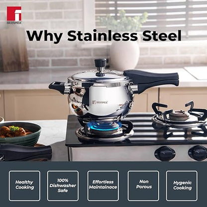Image 4 of Bergner Pura Stainless Steel Pressure Cooker with Outer Lid