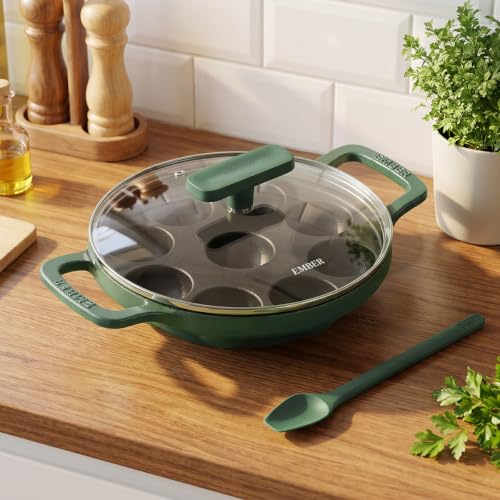 Image 3 of Ember Cookware Pre-Seasoned Cast Iron Appe Pan 20 cm with Glass Lid