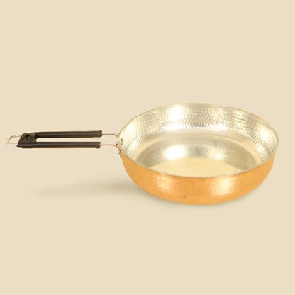 Image 2 of Copper for the product Spillbox Kadhai Hammered Sauce Pan (Brass Gold)