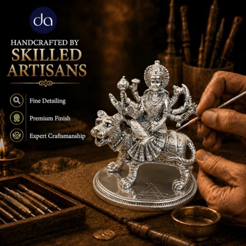 Image 4 of Dev Aastha 999 Silver Plated Durga Maa Idol- 4.2 Inch