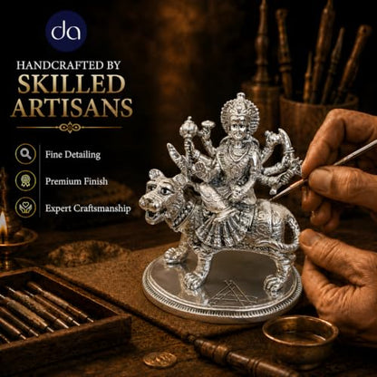 Image 4 of Dev Aastha 999 Silver Plated Durga Maa Idol- 4.2 Inch