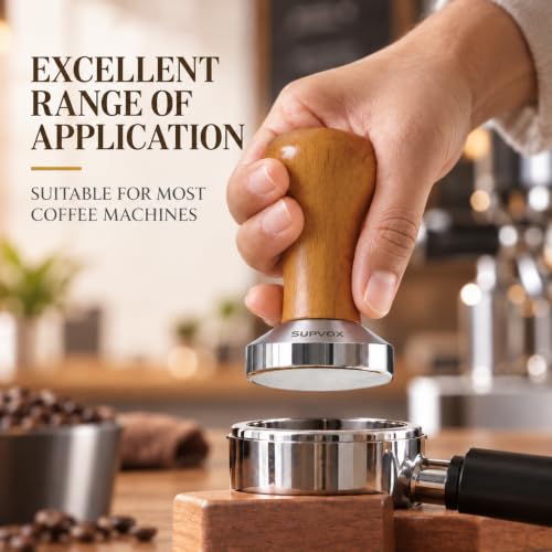 Image 4 of Supvox Coffee Tamper 51mm Stainless Steel Solid Wooden Handle for Espresso
