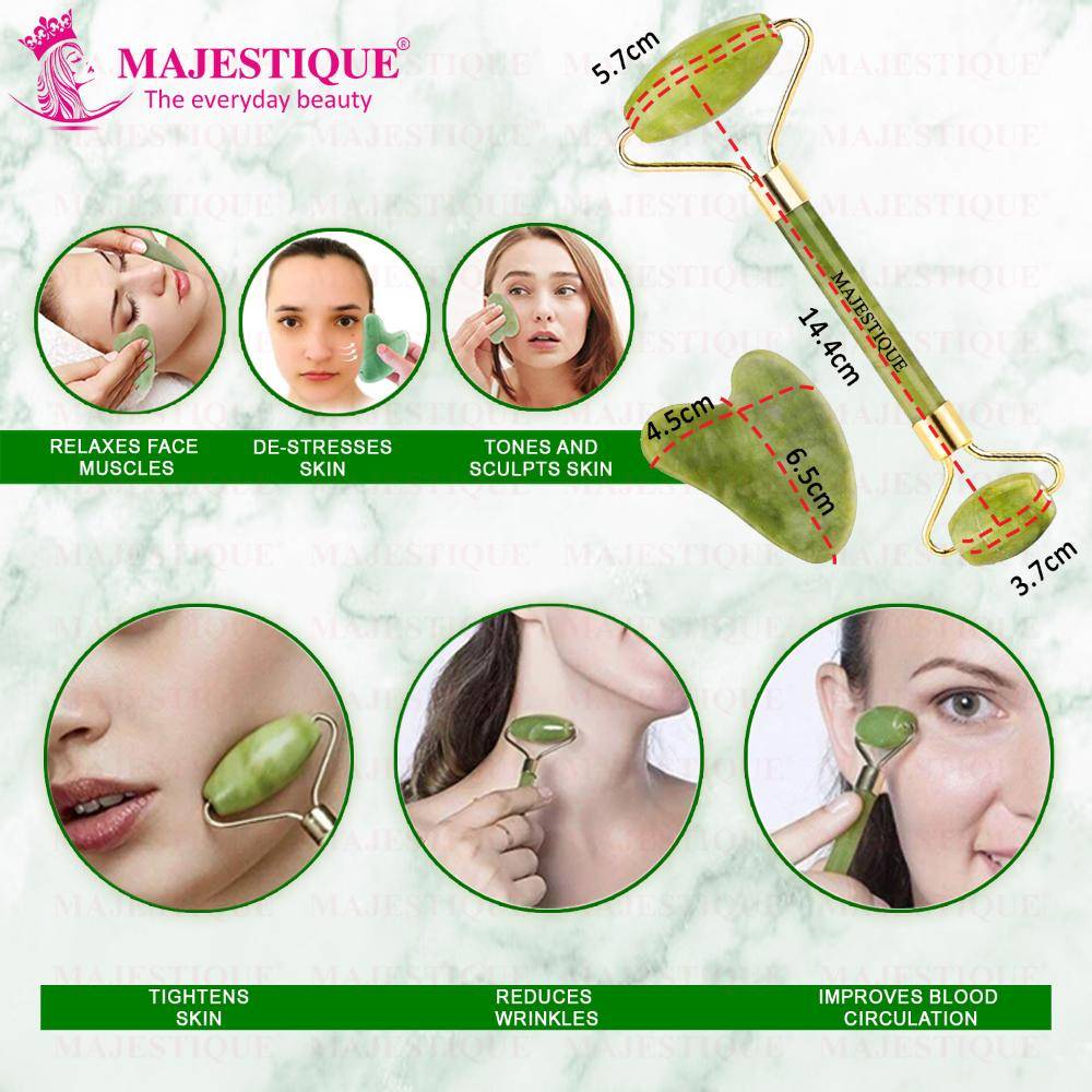 Image 2 of Majestique Face Massage Kit With Ice Roller, Jade Massager And GuaSha