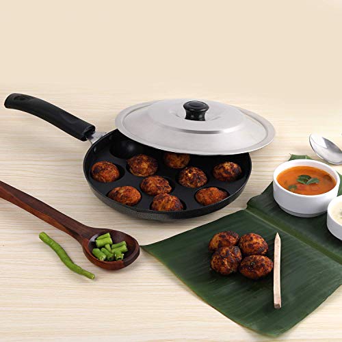 Image 6 of HOMESTED 12 Cavity Appam Patra Pan Non-Stick Paniyaram Pan with Ergonomic Handle Pack of 1
