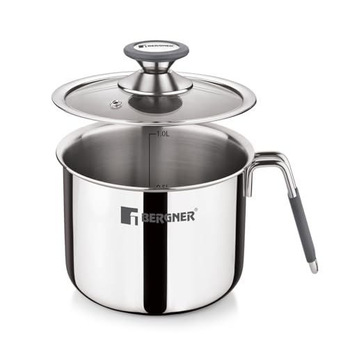 Image 4 of BERGNER Argent Triply Stainless Steel Milk Boiler with Glass Lid