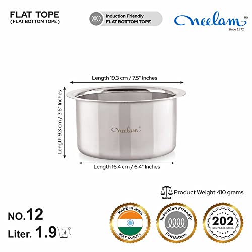 Image 3 of neelam Stainless Steel Flat Bottom Tope 1950 ml