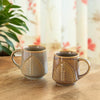 Image 1 of Default Title for the product ExclusiveLane Leaf & Lines Ceramic Coffee Mugs Set of 2 (300 ml)