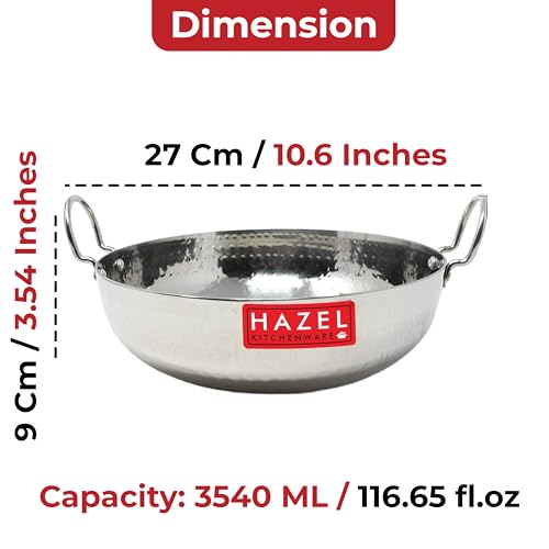 Image 3 of HAZEL Stainless Steel Kadai with Handle 3450 ml