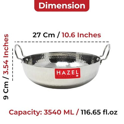 Image 3 of HAZEL Stainless Steel Kadai with Handle 3450 ml