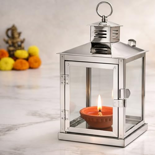 Image 7 of Spillbox Stainless Steel Wall Mounted Oil Lamp with Glass Cover Large
