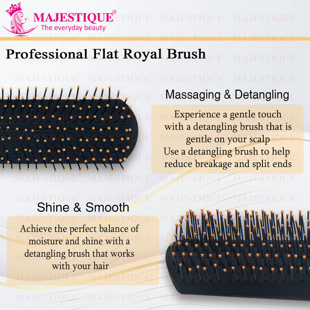 Image 3 of Majestique Detangling Flat Hair Brush HR155 Styling, Blow Drying, Shaping - Perfect for Travel