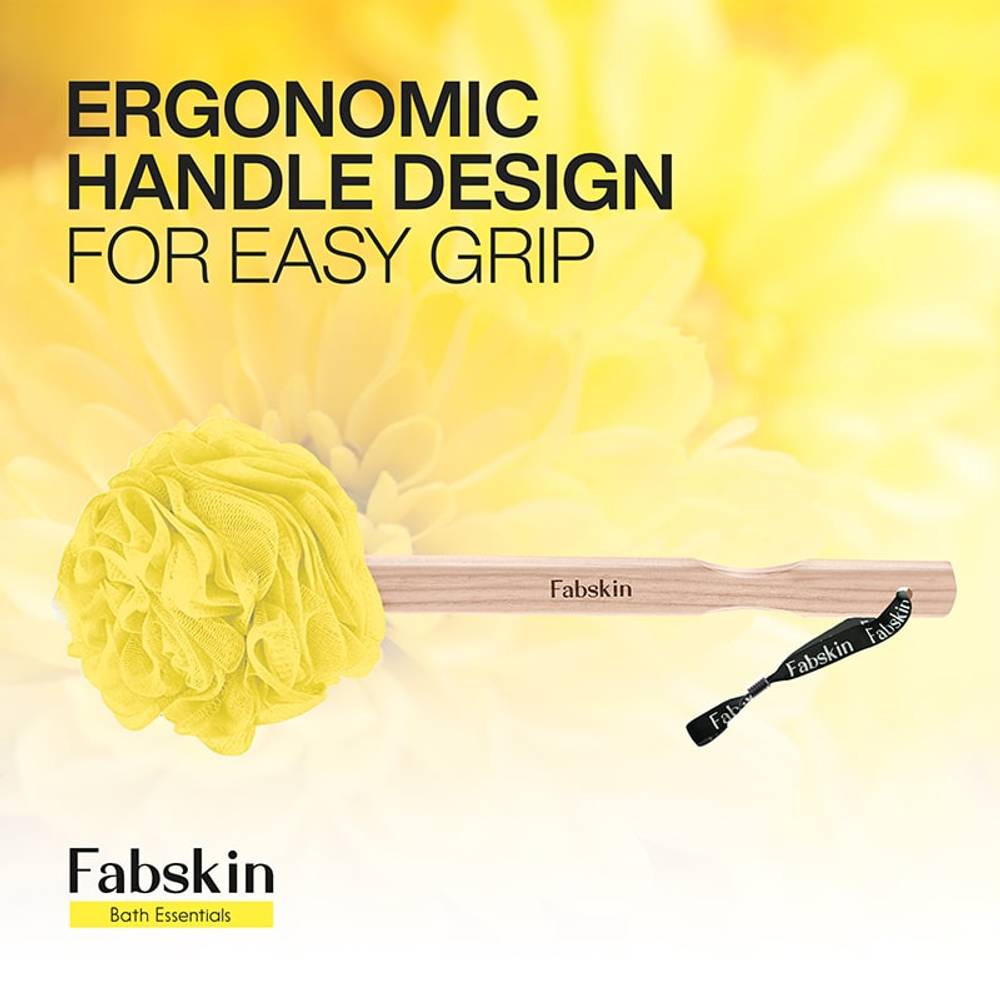 Image 3 of Fabskin Bath Brush Loofah For Men & Women With Wooden Handle Yellow