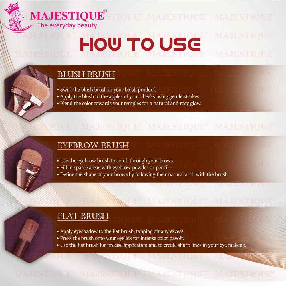 Image 3 of Majestique Blush Brush, Eyebrow And Multi-Use Professional Luminous HD Brushes