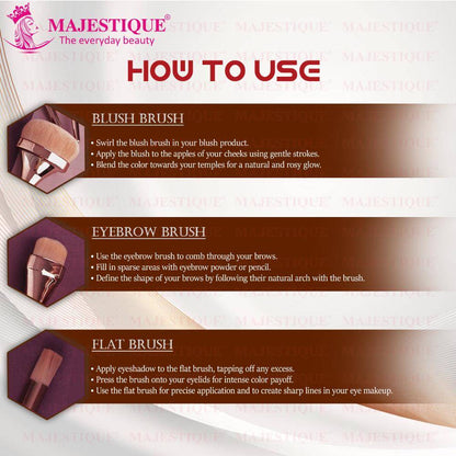 Image 3 of Majestique Blush Brush, Eyebrow And Multi-Use Professional Luminous HD Brushes