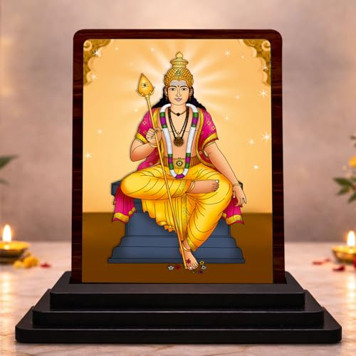 Image 1 of Default Title for the product Lord Ayyappa Wooden Idol for Pooja Room 4x5 Inch HD Printed Faith Inspired Decor